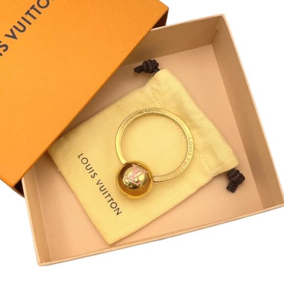 LOUIS VUITTON  Sphere Key Ring Ballerine GD Pink Key Ring W/Box - Picture 1 of 14